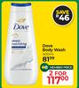 Dove Body Wash-For 2 x 400ml