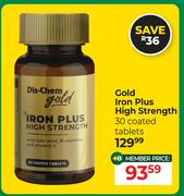 Dis Chem Gold Iron Plus High Strength 30 Coated Tablets