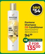 Pantene Shampoo Or Conditioner 160ml/250ml/360ml/400ml-For 2