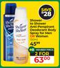 Shower To Shower Anti-Perspirant Deodorant Body Spray For Men Or Women-For 2 x 150ml