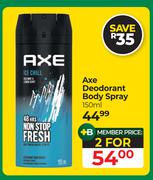 Axe Deodorant Body Spray-For 2 x 150ml