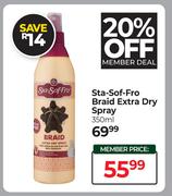Sta-Sof-Fro Braid Extra Dry Spray-350ml