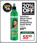 SofnFree Black Castor Oil Spray Moisturising Braid Spray-350ml