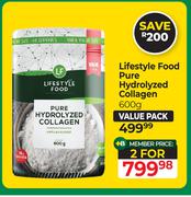 Lifestyle Food Pure Hydrolyzed Collagen-For 2 x 600g
