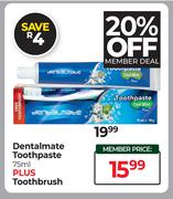 Dentalmate Toothpaste 75ml Plus Toothbrush