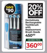 Dentalmate Rechargeable Toothbrush With Replacement Brush Heads