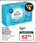 Lil-lets Smartfit Applicator Tampons Regular/Super/Multipack 20 Pack