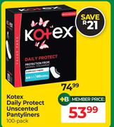 Kotex Daily Protect Unscented Pantyliners 100 Pack