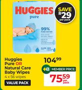 Huggies Pure Or Natural Care Baby Wipes-Per Pack
