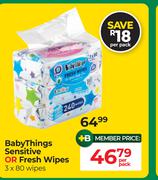 Baby Things Sensitive Or Fresh Wipes-Per Pack