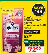 Comfort Concentrated Fabric Conditioner Refill-For 2 x 800ml
