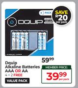 Dquip Alkaline Batteries AAA Or AA 4+2 Free-Per pack