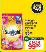 Sunlight 2 In 2 Hand Washing Powder-For 2 x 2kg