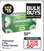 Twinsaver 2 Ply Facial Tissues (180's Pack)-For 2 