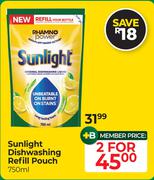 Sunlight Dishwashing Refill Pouch-For 2 x 750ml