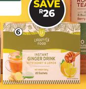 Lifestyle Food Instant Ginger Drink With Honey & Lemon 20 Sachets