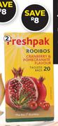 Freshpak Rooibos Craberry & Pomegranate Tea 20 Tagless Teabags