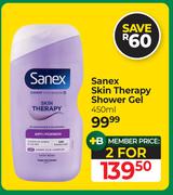 Sanex Skin Therapy Shower Gel-For 2 x 450ml