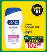 Sanex Shower Gel-For 2 x 500ml
