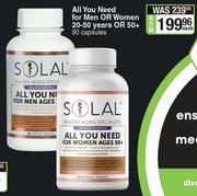 Solal All You Need For Men Or Women 20-50 Years Or 50+-90 Capsules Each