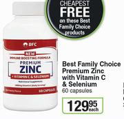 Best Family Choice Premium Zinc With Vitamin C & Selenium-60 Capsules Each