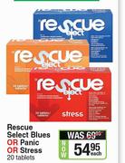 Rescue Select Blues Or Panic Or Stress-20 Tablets Each
