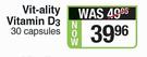 Bioplus Vit-ality Vitamin D3-30 Capsules