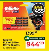 Gillette Fusion 5 Pro Razor Blades 12 Cartridges