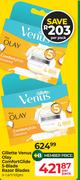 Gillette Venus Olay Comfort Glide 5-Blade Razor Blades 4 Cartridges-Per Pack