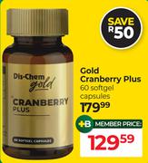 Dis-Chem Gold Cranberry Plus-60 Softgel Capsules