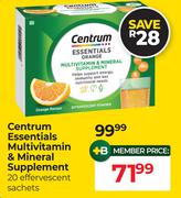 Centrum Essentials Multivitamin & Mineral Supplement-20 Effervescent Sachets