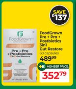 Food Grown Pre + Pro + Postbiotics 3 In 1 Gut Restore 60 Capsules
