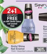 Sinful Shine Nail Enamel (Assorted Colours)-15ml Each