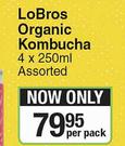LoBros Organic Kombucha Assorted-4 x 250ml Per Pack