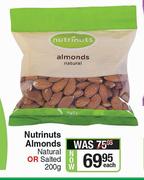 Nutrinuts Almonds (Natural Or Salted)-200g Each