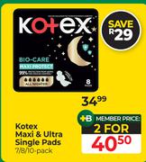 Kotex Maxi & Ultra Single Pads (7/8/10's Pack)-For 2 Packs