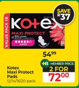Kotex Maxi Protect Pads (12/14/16/20's Pack)-For 2 Packs