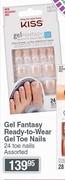 Kiss Gel Fantasy Ready To Wear Gel Toe Nails 24 Toe Nails Assorted