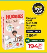 Huggies Gold Skin Soft Nappies (Sizes 1-5)-Per Pack