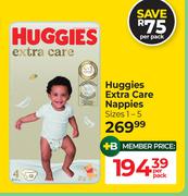 Huggies Extra Care Nappies (Sizes 1-5)-Per Pack