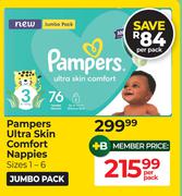 Pampers Ultra Skin Comfort Nappies (Sizes 1-6)-Per Pack