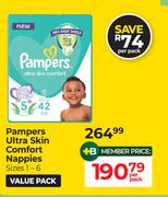 Pampers Ultra Skin Comfort Nappies (Sizes 1-6)-Per Pack