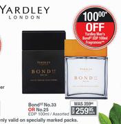 Yardley BondST No.33 Or No.25 EDP 100ml Assorted-Each