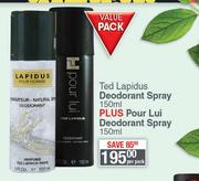 Ted Lapidus Deodorant Spray 150ml Plus Pour Lui Deodorant Spray 150ml-Per Pack