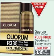 Quorum EDT 100ml Plus Free Deodorant Spray-150ml Per Pack
