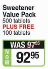 Canderel Sweetener Value Pack 500 Tablets Plus Free 100 Tablets