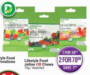 Lifestyle Food Jellies Or Chews Assorted-For 2 x 70g