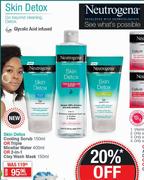 Neutrogena Skin Detox Cooling Scrub 150ml,Triple Micellar Water 400ml,2 In 1 Clay Wash Mask 150ml-EA