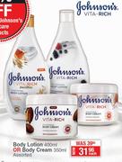 Johnson's Vita Rich Body Lotion 400ml Or Body Cream 350ml Assorted-Each