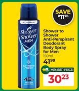 Shower To Shower Anti Perspirant Deodorant Body Spray For Men-150ml